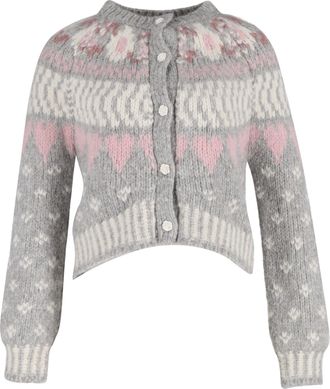 LoveShackFancy Jamie Cardigan In Grey Alpaca