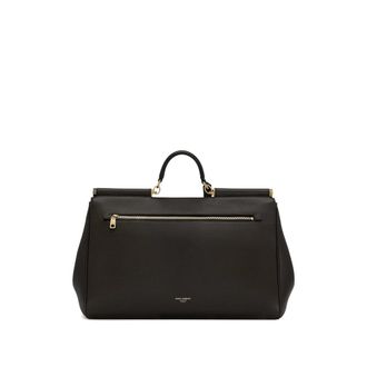 Dolce & Gabbana Calfskin Foldover Tote Bag - Black