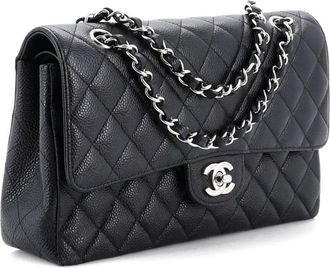 Chanel Classic Double Flap Bag Quilted Caviar Medium shoulder bag - Zwart