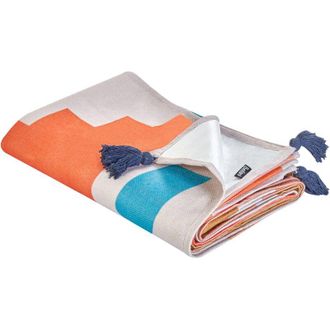 Beliani Beliani - Manta De P&iacute;cnic Para Exterior Con Correa Tejido Patr&oacute;n Geom&eacute;trico 150 X 200 Cm Multicolor Kambar