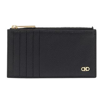 Ferragamo Micro Gancio Portemonnee - Heren - Accessoires - Zwart - Maat: ONE Size Leer