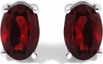House of Brilliance Sterling Silver 1.20 Cttw Oval Green Emerald Solitaire Stud Earrings