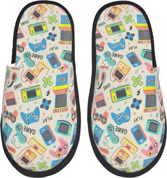 Generic Playing Video Games Unisex House Slippers Non-Slip Sliders Cosy Shoes For Outdoor Indoor Winter L