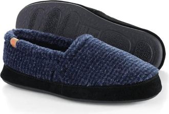Acorn Mens Moccasin Slipper In Blue Check