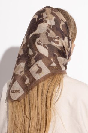 Moschino Cashmere Scarf With Print, Unisex, Brown