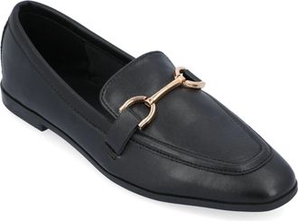Journee Collection Mizza Loafers Womens Black Leather Dress Flats GAL1703