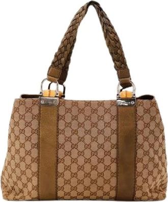 Gucci Pre-owned Le Bambou Tote Bag - Dames - Vintage Shopper - Beige - ONE Size - Bamboe - Vintage