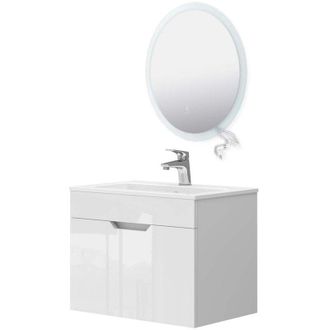 Vicco Conjunto De Muebles De Ba&ntilde;o Stefanie, Blanco, 3 Partes, Base 60 Cm, Espejo Led, Vicco