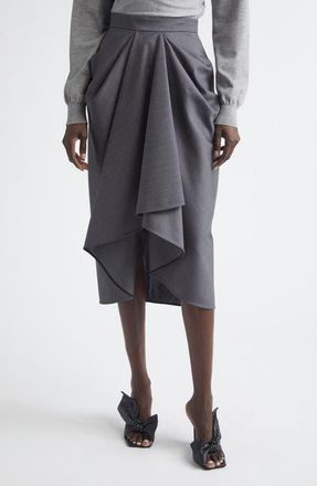 Givenchy Draped Wool & Mohair Blend Midi Skirt in Grey Mix at Nordstrom, Size 10 Us