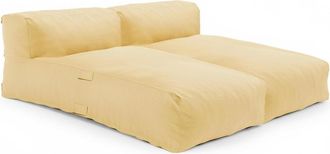 Oviala Conjunto modular de muebles de jard&iacute;n con 2 chaise amarillo claro
