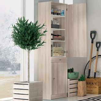 OEM Armario Multiusos Con Dos Puertas Y Un Caj&oacute;n Eucalipto 46x34x H183 Cm