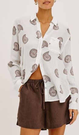 Rails Charli Seashell Print Button-Up Shirt in Spiral Shells at Nordstrom, Size X-Small