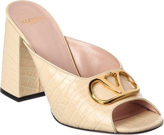 Valentino Vlogo Signature 95 Croc-Embossed Leather Sandal