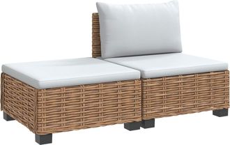 vidaXL 2 Uds. Conjunto De Lounge De Rat&aacute;n Con Cojines Gendt Natural Vidaxl