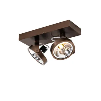 QAZQA Qazqa Dise&ntilde;o Foco De Dise&ntilde;o Bronce Oscuro 2-luces Giratorio E Inclinable - Go Aluminio Rectangular Adecuado Para Led Max. 2 X 3 Watt