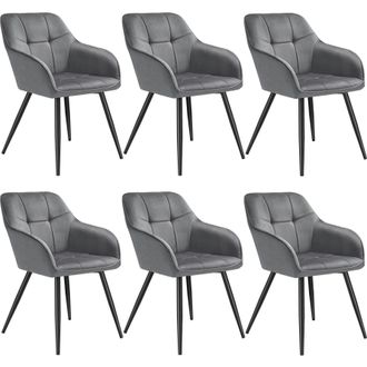 TecTake Dining Chair Marilyn Set Of 6 - Grey/Black in Grey | Size: 6 Pack