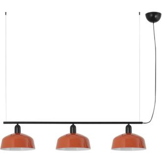 Faro Barcelona Faro Tatawin L&aacute;mpara De Techo Colgante De Barra Mediana, Color Negro, Naranja Rojizo Brillante, 3 Bombillas E27