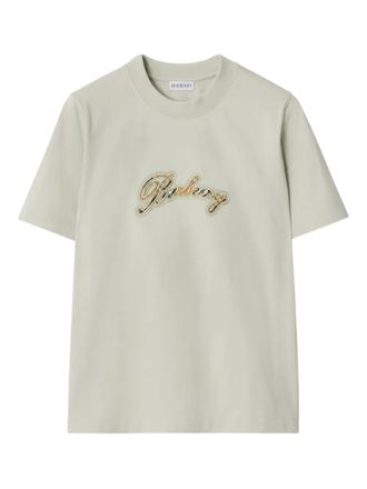 Burberry Check cursive logo cotton T-shirt - women - Cotton - S - Neutrals