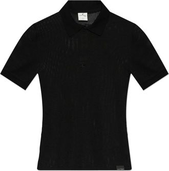 Courrèges Tops, Heren, Zwart, L, Katoen, Mesh Polo Shirt