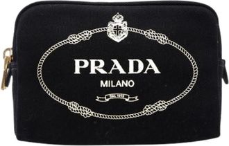 Prada Pre-owned Bags, female, Black, Size: ONE SIZE Pre-owned Vintage Canvas Pouch