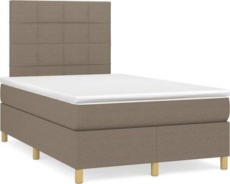 vidaXL Cama Box Spring Con Colch&oacute;n Y Led Tela Gris Taupe 120x190 Cm Vidaxl