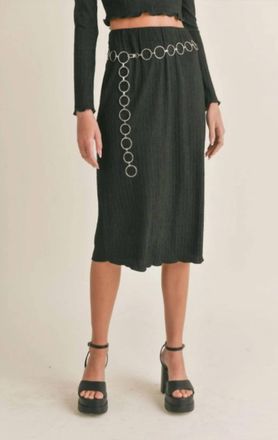Sadie & Sage Nelly Lettuce Hem Midi Skirt In Black