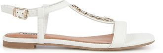 Dune London Womens Ladies Litt - Chain Croc Effect Flat Sandals - White Leather (archived) - Size UK 6