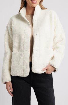 Caslon Faux Shearling Jacket in Ivory Pristine at Nordstrom Rack, Size Xx-Large