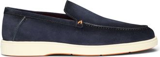 Santoni Suede Slip-On with Rubber Sole