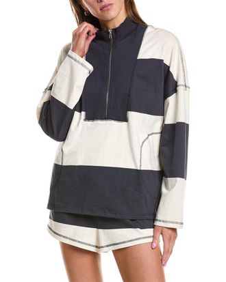 RD Style Camille Stripe Heavy Jersey 1/2-Zip Pullover