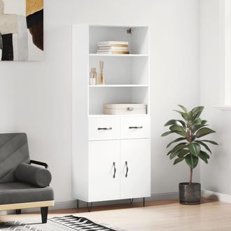 vidaXL Vidaxl - Aparador Alto Madera Contrachapada Blanco 69,5x34x180 Cm