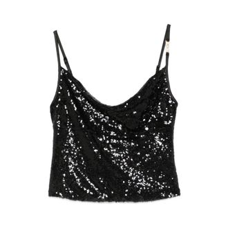 Versace Jeans Couture Sleeveless Tops, female, Black, Size: XS Sequin Top