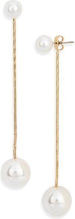Ettika Linear Faux Pearl Drop Earrings in Gold/Faux Pearl at Nordstrom Rack