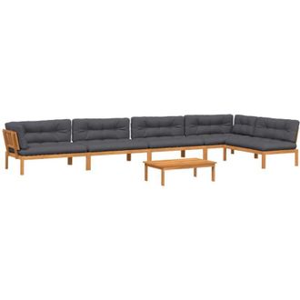 vidaXL Set De Sof&aacute;s De Palets De Jard&iacute;n Y Cojines 6 Pzas Madera Acacia Vidaxl
