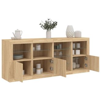 vidaXL Aparador Con Luces Led Roble Sonoma 164x37x67 Cm Vidaxl