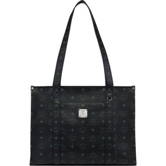 MCM Small Aren School Bag Tote in Visetos in Black at Nordstrom