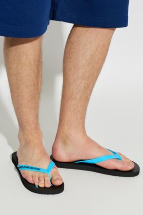 Versace Jeans Couture Rubber Flip-flops With Logo, Mens, Blue