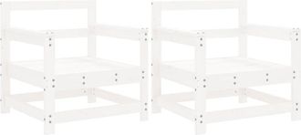 vidaXL Sillones De Jard&iacute;n 2 Unidades Madera Maciza Pino Blanco Vidaxl