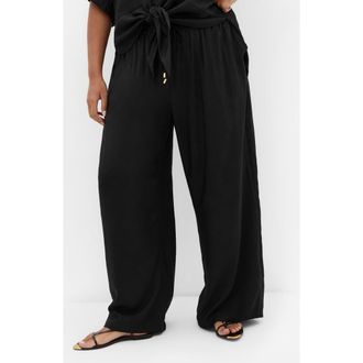 City Chic Kalea Wide Leg Drawstring Pants in Black at Nordstrom, Size Xxxs