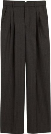Ami Broeken, Dames, Grijs, S, Wol, Broek met wijde pijpen en hoge taille