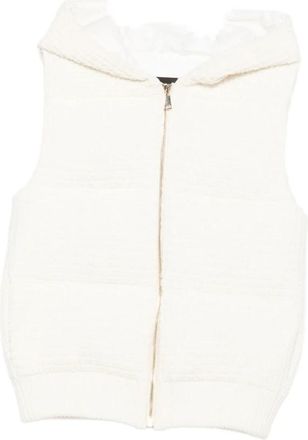 Fabiana Filippi Witte Mouwloze Vest met Capuchon - Dames - Bodywarmers - Wit - S - Jassen