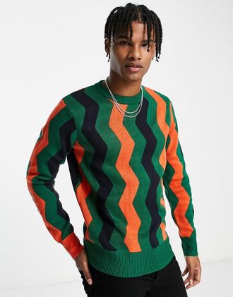 Devils Advocate Trui met ronde hals en zigzagprint in multi-Veelkleurig