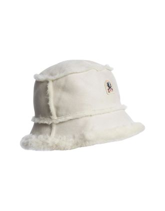 Parajumpers Mens Parajumpers Shearling Light Grey Bucket Hat - White