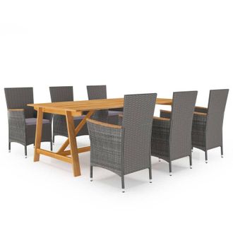 vidaXL 7 Pcs Juego De Comedor De Jard&iacute;n Gris