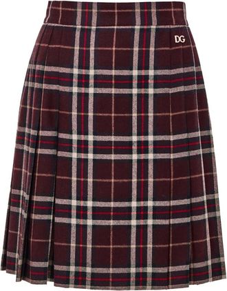 Dolce & Gabbana Gonna Scozzese con Pieghe - Dames - Korte rokken - Veelkleurig - XS - Wol - Rokken