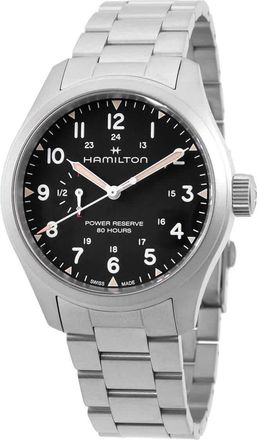 Hamilton Khaki Field Mechanical Power Reserve Black Dial Mens Watch H69509130