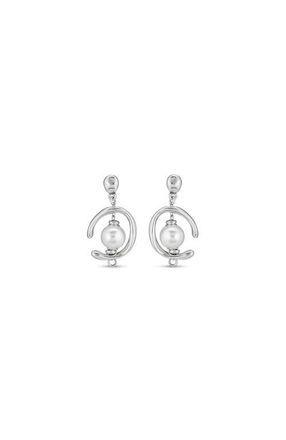 UNOde50 Sterling silver-plated hoop earrings with pearl at Nordstrom