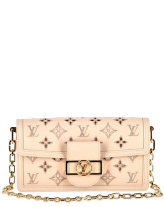 Louis Vuitton Beige Calfskin Leather Dauphine East West Broderie Anglaise (Authentic Pre-Loved)