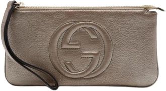 Gucci Pre-owned Leren Pouch - Dames - Vintage Clutch - Bruin - ONE Size - Leer - Vintage