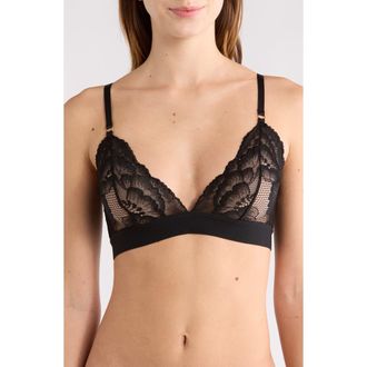 Kilo Brava Floral Lace Triangle Bralette in Black at Nordstrom, Size 3X-Large